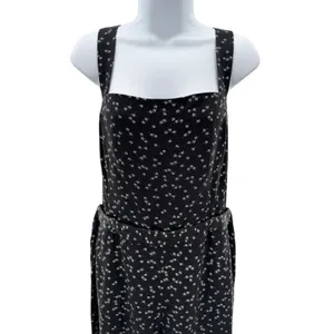 VETTA The Two Piece Apron Jumpsuit Size 18 Black Floral‎ Convertible Organic USA thumbnail 4