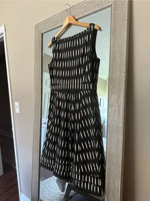 Tory Burch White And Black Patterned Sleeveless Midi Dress Size 6 Medium thumbnail 5
