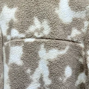 LIV Outdoor Aisley Tan & Cream Cow Print Sherpa Half Zip Pullover Pockets Size L thumbnail 12