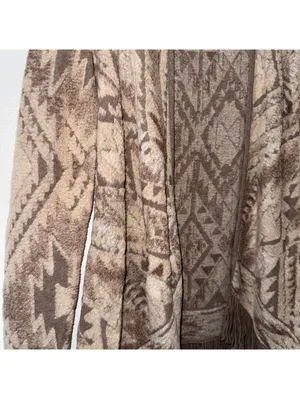 Lucky Neutral Boho Folk Aztec Western Fringe Open Front Cardigan size small thumbnail 3