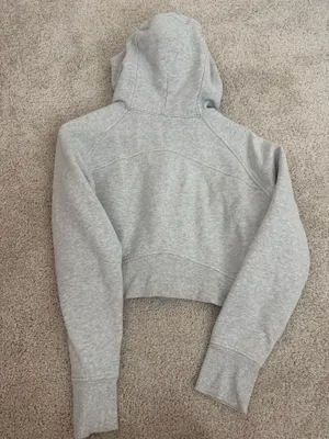 lululemon athletica Light Gray Cropped Hooded Zip Sweatshirt thumbnail 7
