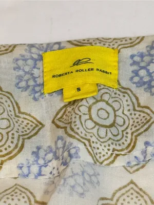 Roberta Roller Rabbit Tunic S Blue Cotton Embroidered Beach Cover Up Boho Resort thumbnail 8