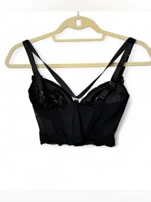 H&M Lace Cropped Corset Bustier Bralette w/Front Closure & Light Boning Sz 34B thumbnail 5