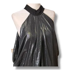 BCBGeneration Metallic Halter Mini Dress‎ Black Silver XS Cocktail Party NWT NEW thumbnail 6