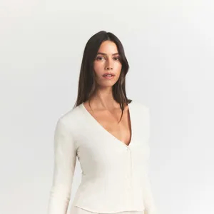 NWT Skims featherweight Cashmere cardigan women's size medium in egret ivory thumbnail 2