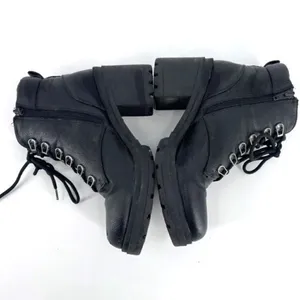 No Boundaries Y2K Black platform block heel boots 90s size‎ 7 moto biker lace up thumbnail 2