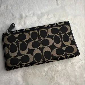 COACH Black Signature Canvas Wallet thumbnail 2
