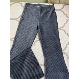 Aerie Groove-On Rib Velour Flare Pants Charcoal Gray Pull-On Size M 32” Inseam thumbnail 10