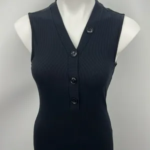 Who What Wear black ribbed knit sleeveless maxi dress small thumbnail 1