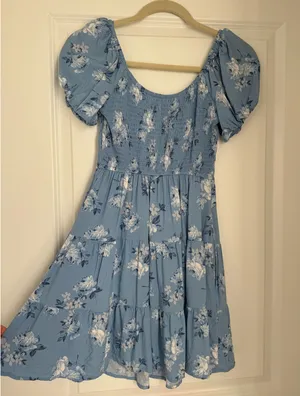 Hollister Blue Floral Puff-Sleeve Mini Dress thumbnail 6
