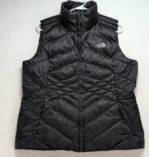 The North Face Aconcagua 550 Goose Down Puffer Vest Women’s Sz Lg Black Full Zip thumbnail 1