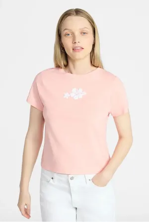 No Boundaries Light Pink Floral Crewneck Tee thumbnail 1
