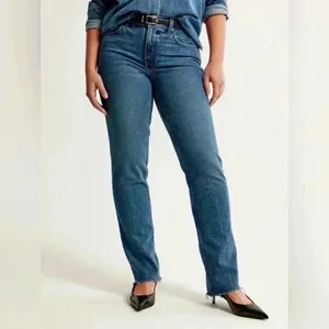 Abercrombie & Fitch Curve Love Mid Rise 90s Straight Jeans Jean size 28/6R thumbnail 4