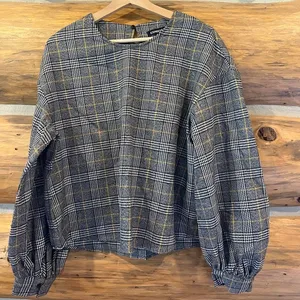 Express Plaid Long Sleeve Blouse thumbnail 1