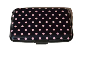 Black & Pink Polka Dot Hard Case Aluminum RFID Blocking Credit Card Holder thumbnail 1