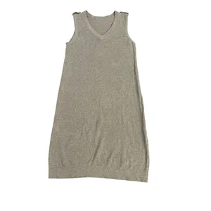 J Jill Linen Organic Cotton V-Neck Midi Dress Brown Sleeveless Epaulet thumbnail 2
