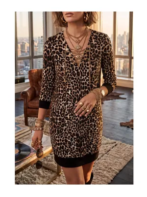 new MICHAEL Michael Kors ☀︎︎ Cheetah Print Velour Dress ☀︎︎ Gold Hardware ☀︎︎ S thumbnail 2