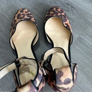 Cabi Kiki Faux‎ Hair Leopard Cheetah Ankle Strap Kitten Block Heels Size 8 thumbnail 7
