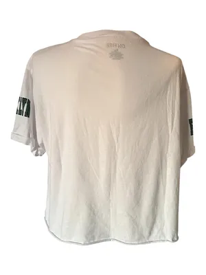 On Fire White Cropped Green 'BROOKLYN' Graphic Print Tee Shirt Xl thumbnail 3
