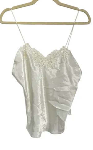Victoria's Secret Vintage White Lace Camisole Womens M Satin Tank Top Cottage Core thumbnail 1