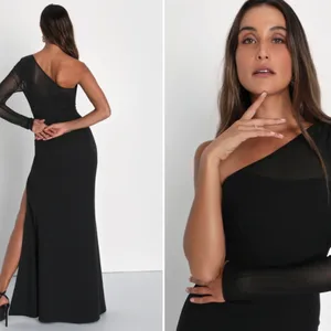 LULU's Prom Wedding Sexy Chic Modern Minimalistic Chic One Shoulder Maxi Dress thumbnail 5