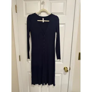 Anthropologie Navy‎ Ribbed Longline Cardigan and Lounge Pants Set thumbnail 2