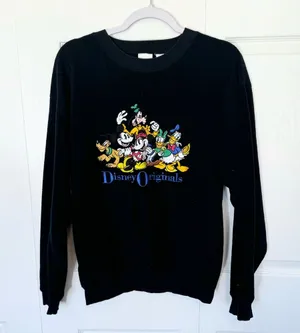 Vintage Disney Originals Fleece embroidered crewneck sweatshirt SMALL thumbnail 1