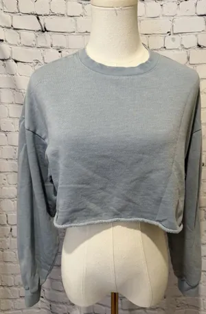 Garage light blue cropped crewneck sweatshirt Long Sleeve Size Small thumbnail 1