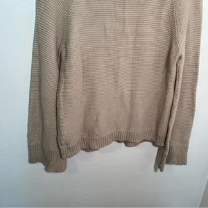 Marled Reunited Women's Sz Medium Lace Up V-Neck Sweater Beige Black Wide Sleeve thumbnail 9