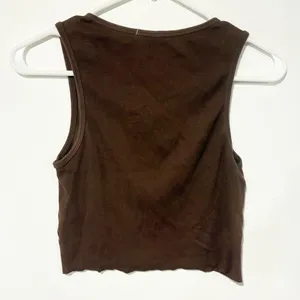 Playboy Size Medium Chocolate Brown Ribbed Cropped Tank Top Heart Graphic thumbnail 5