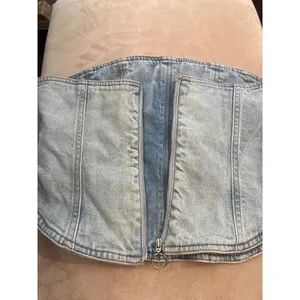 Denim forum zip up denim corset thumbnail 4