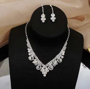 Bridal Wedding Jewelry Set Crystal Bridesmaid Party Necklace Drop Earrings thumbnail 3