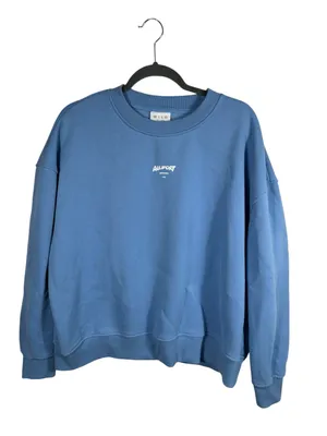 WILO The Label Blue Oversized Crewneck‎ Sweatshirt Pullover Size Medium thumbnail 2