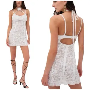 For Love and Lemons White Lace Floral Choker Neck Harriet Mini Dress Medium NWT thumbnail 4