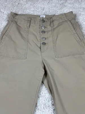 GAP High Rise Wide Leg Khaki Pants Size 4 Button Fly Stretch thumbnail 2