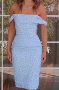 House Of CB 'Bellina' Blue Floral Corset Midi Dress thumbnail 5