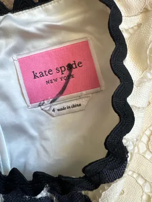 Kate Spade New York Women’s 4 Black Ivory Lace Shift Dress Scalloped thumbnail 7