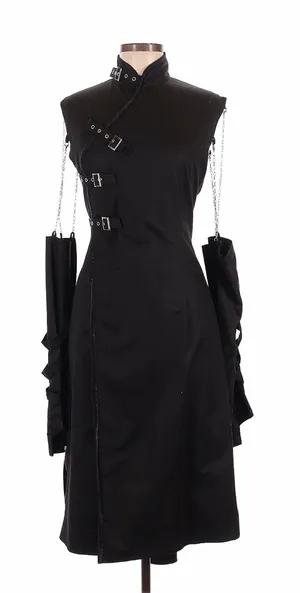 Black Gothic Buckle Detail Dress thumbnail 1