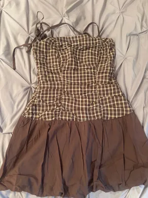 Be you boutique gingham dress Brown thumbnail 3