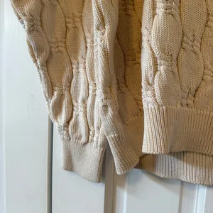 Vintage Andean Imports Cream Cable Knit Pima Cotton Sweater Size Large thumbnail 5