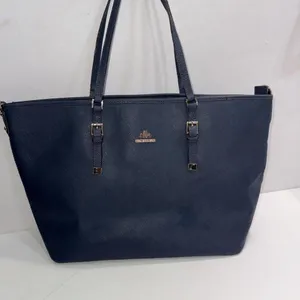 Rowallan‎ Large Old Money Minimalist Navy Blue Canvas Tote Purse thumbnail 1