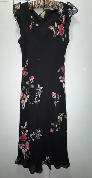 2000s Y2K Caslon Floral Ruffle Fairy Sleeve Midi Slip Dress Size 10 thumbnail 1