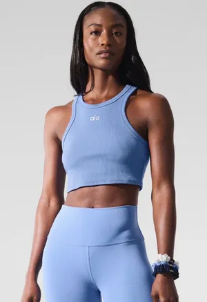 Alo Yoga Aspire Tank - Crystal Clear Blue/White thumbnail 1