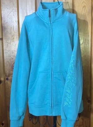 Carhartt blue zip up sweatshirt classic size medium turquoise blue western thumbnail 1