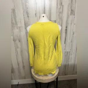 Cotton On Cold Shoulder High-Low Knit Sweater Womens XS/TP Bright Yellow thumbnail 4