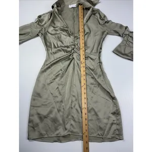 ASOS DESIGN satin mini skirt dress with ruched detail in Green Size‎ 6 thumbnail 4
