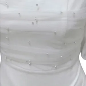 LULU's Wedding Bridal Elegant Sexy Pearl Accent Off the Shoulder Gown NWOT thumbnail 4