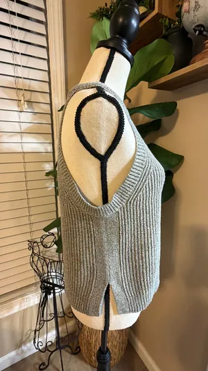 Madewell Gray Ribbed Knit Top thumbnail 4