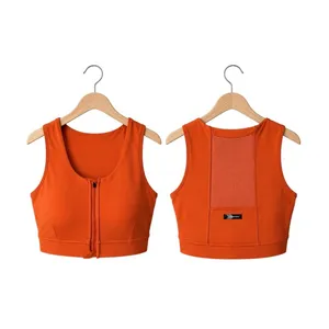 Oiselle Flyout Zip Sports Bra Women 6 Orange High Impact Running Phone Pocket thumbnail 2