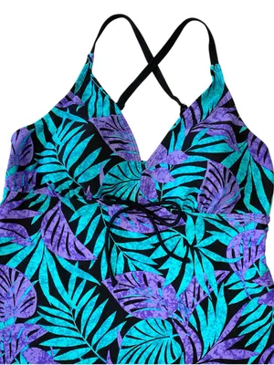 OCEAN DREAMS Tropical Tankini Top Blue Size 14 thumbnail 3